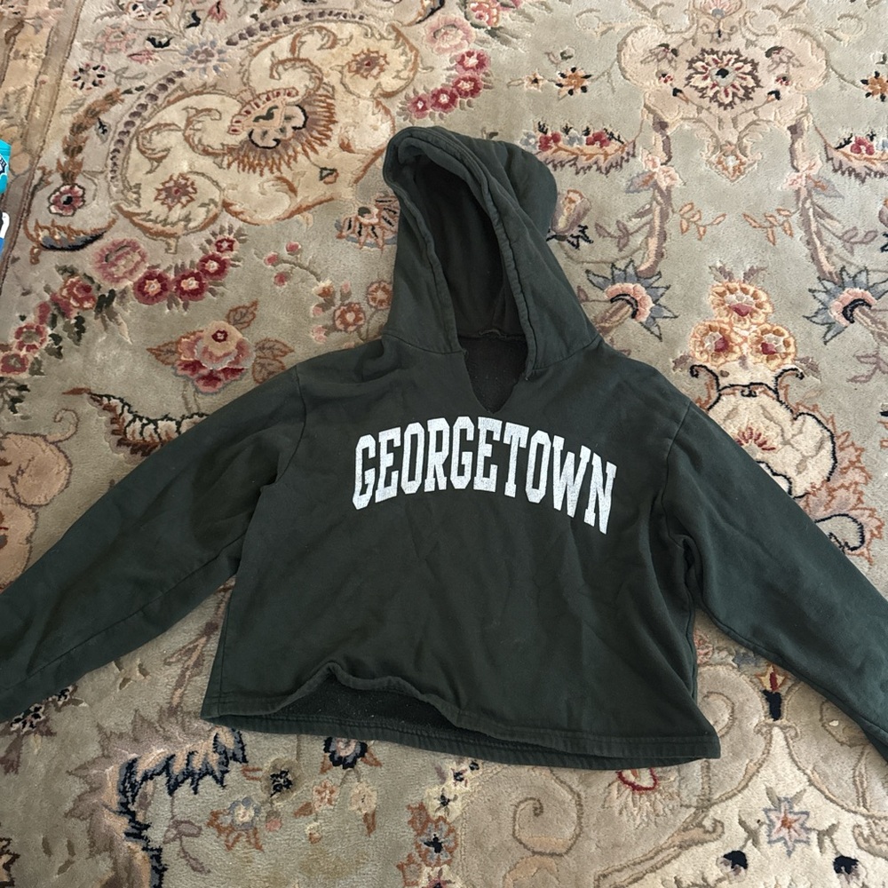 Georgetown Dark Green Cropped Hoodie